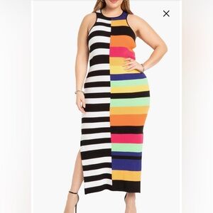 Eloquii Women’s Plus 30/32 (5X) Rainbow Multi-Color Striped Tank Maxi Dress